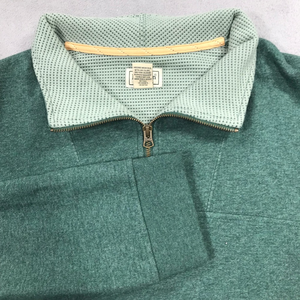 LL Bean Mens XL Tall Green Quarter Zip Pullover Cotton Sweater ID525689